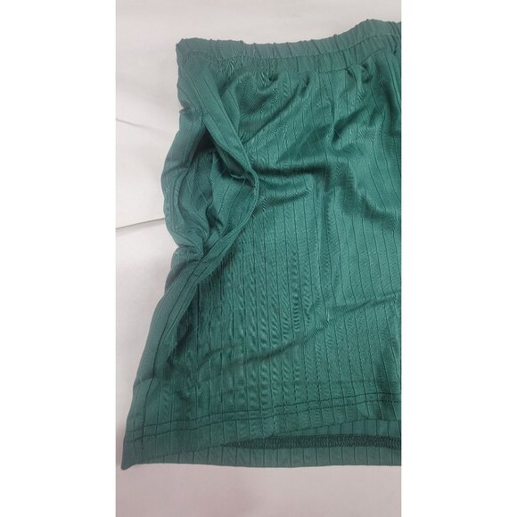 Shirt Short Set Ultra Soft Ribbed Hunter Green Crop Top Short Sleeve Womens L - Picture 8 of 10